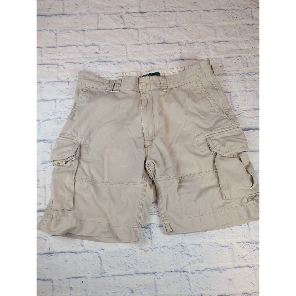 Polo Ralph Lauren Cargo Shorts Mens 38 x 10 Beige Chino Khaki Casual Adult Vtg